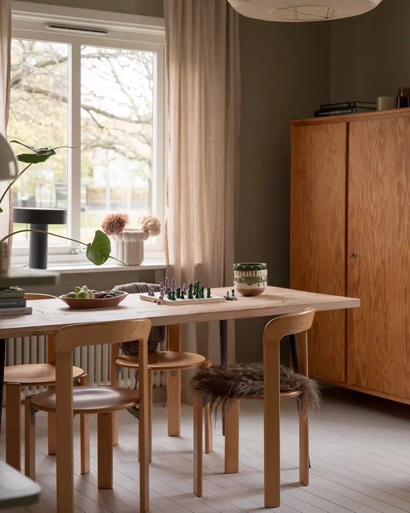 deco appartement naturel vert kaki salle a manger