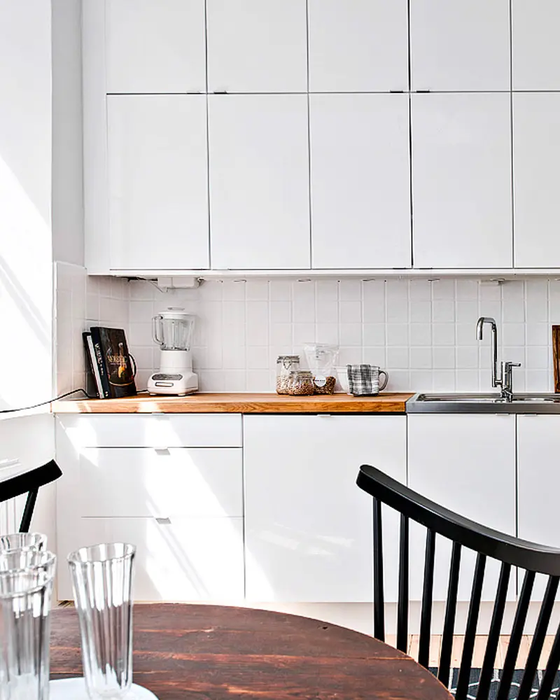 deco appartement scandinave vintage noir blanc cuisine