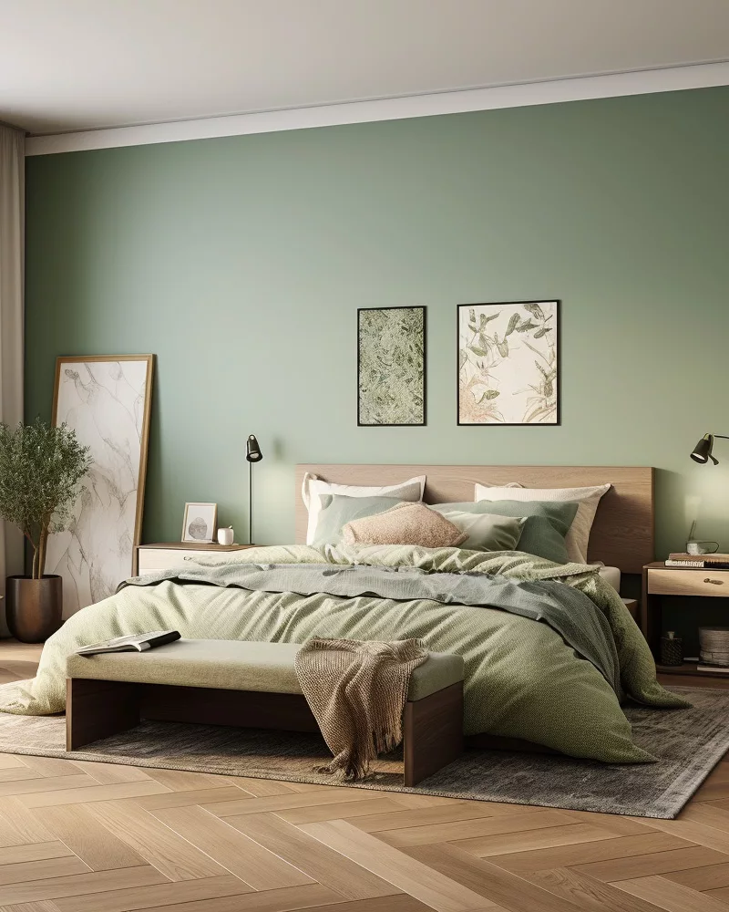 deco chambre vert sauge bois