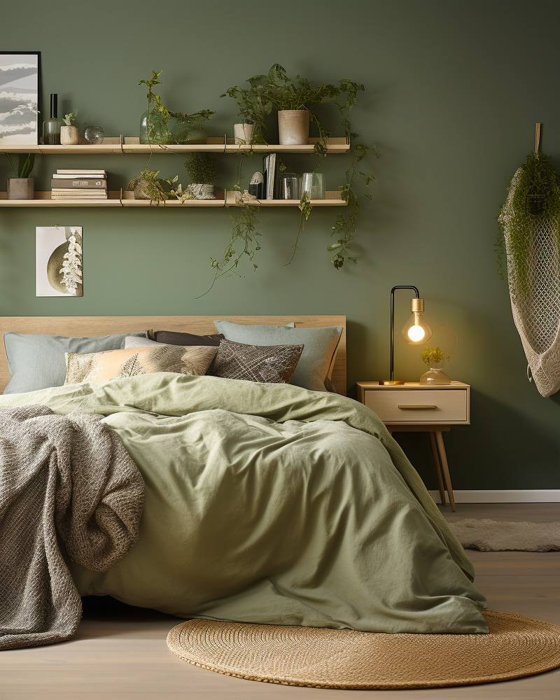 deco chambre vert sauge plantes