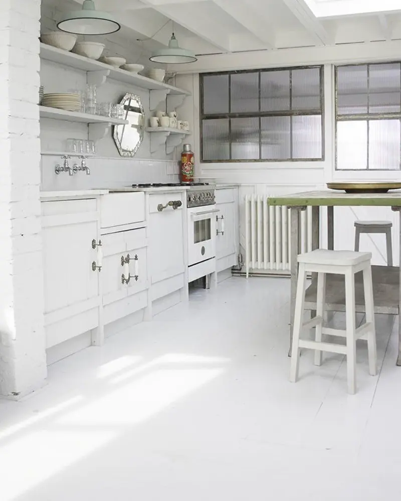 deco maison industrielle chic blanche cuisine