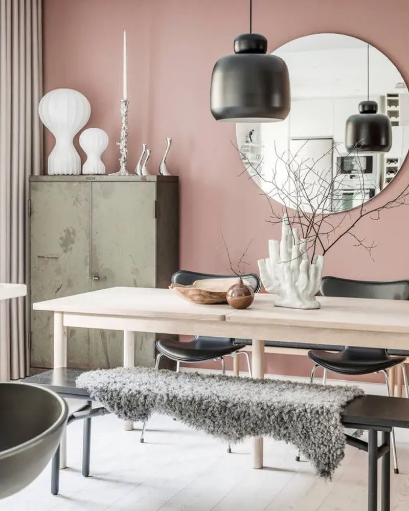 deco salle a manger scandinave rose