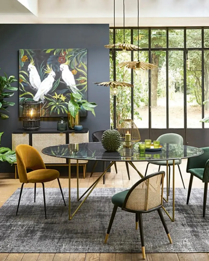 deco salle a manger tropicale chic