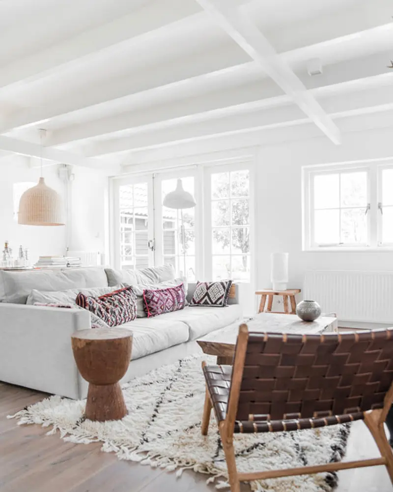 deco salon ethnique blanc couleur