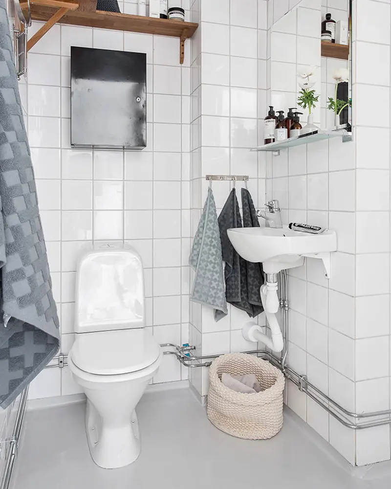 deco studio minimaliste blanc salle de bain