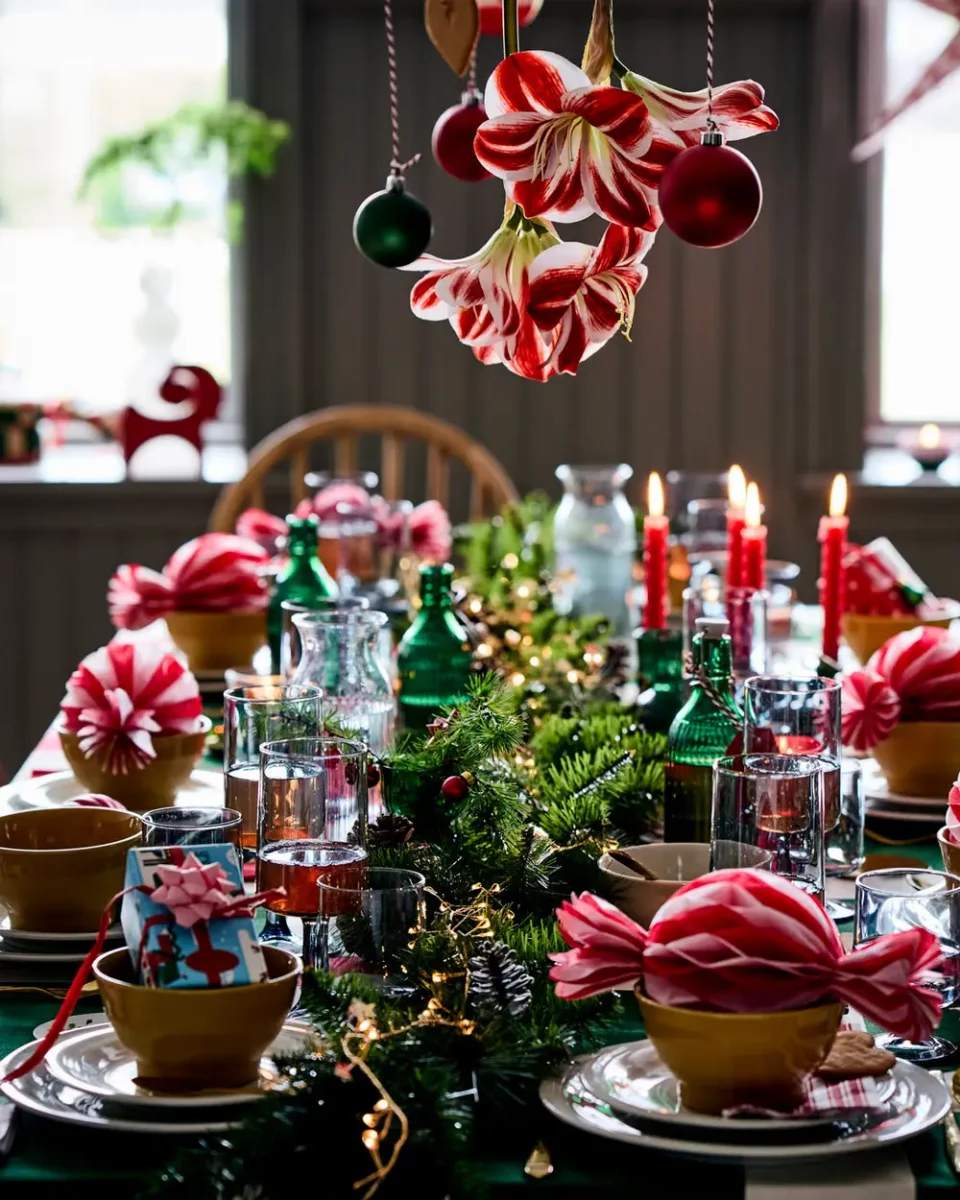 deco table noel rouge vert