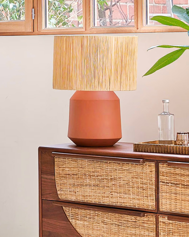 lampe terracotta raphia