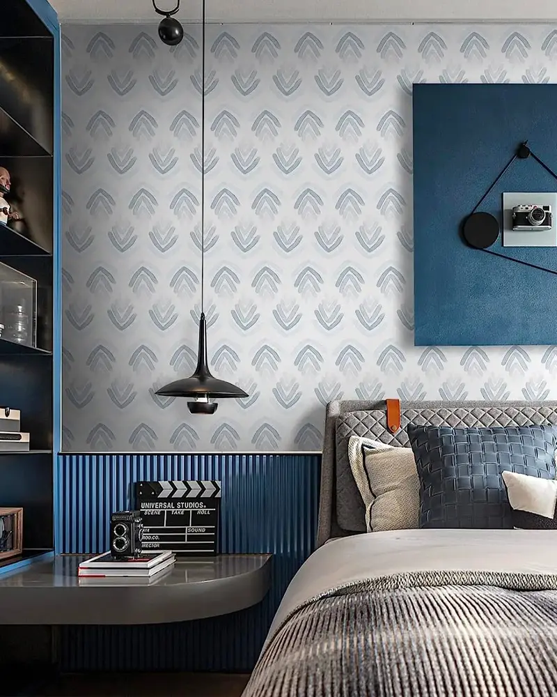 papier peint bleu deco chambre