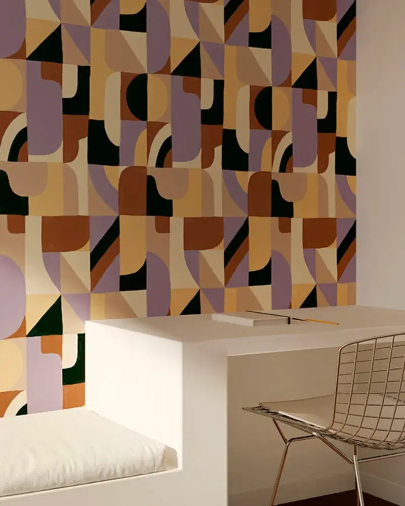papier peint retro colore