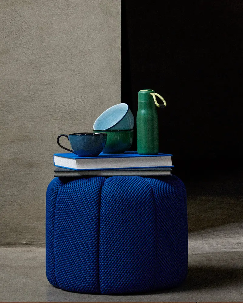 pouf bleu