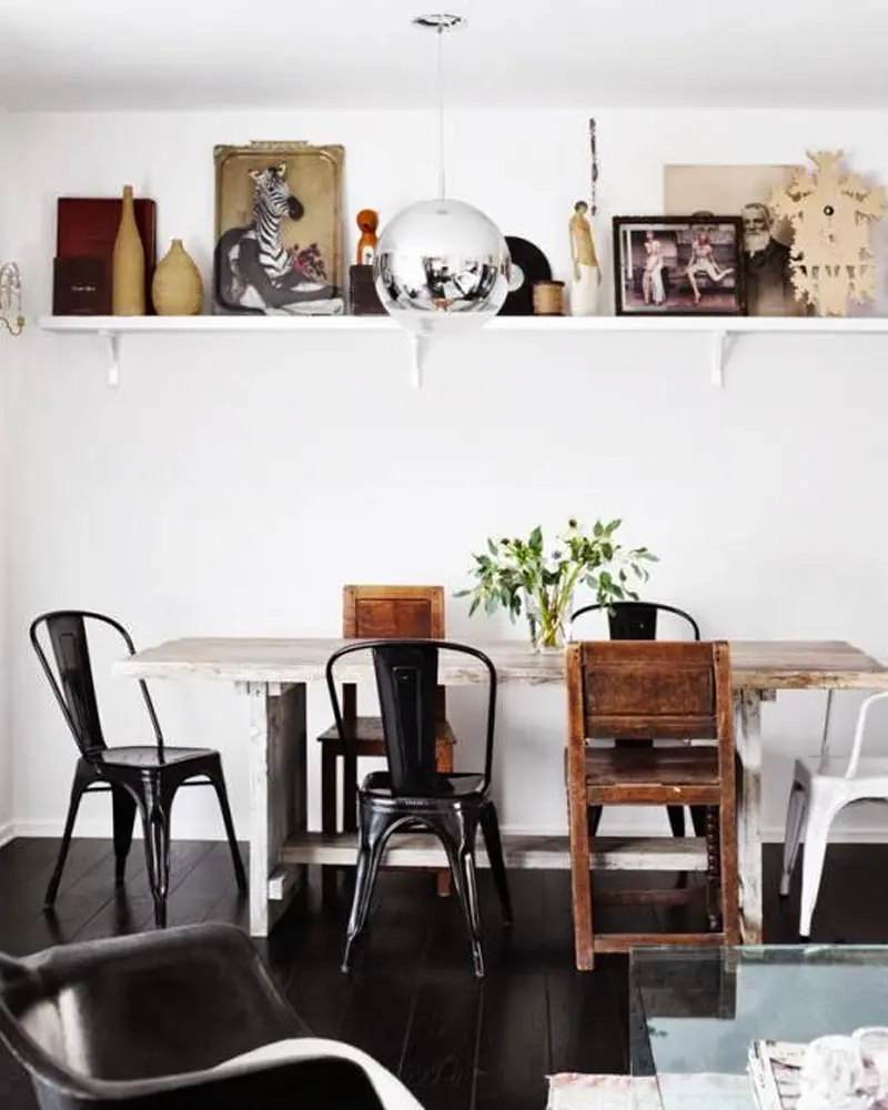 deco salle a manger industrielle blanc bois