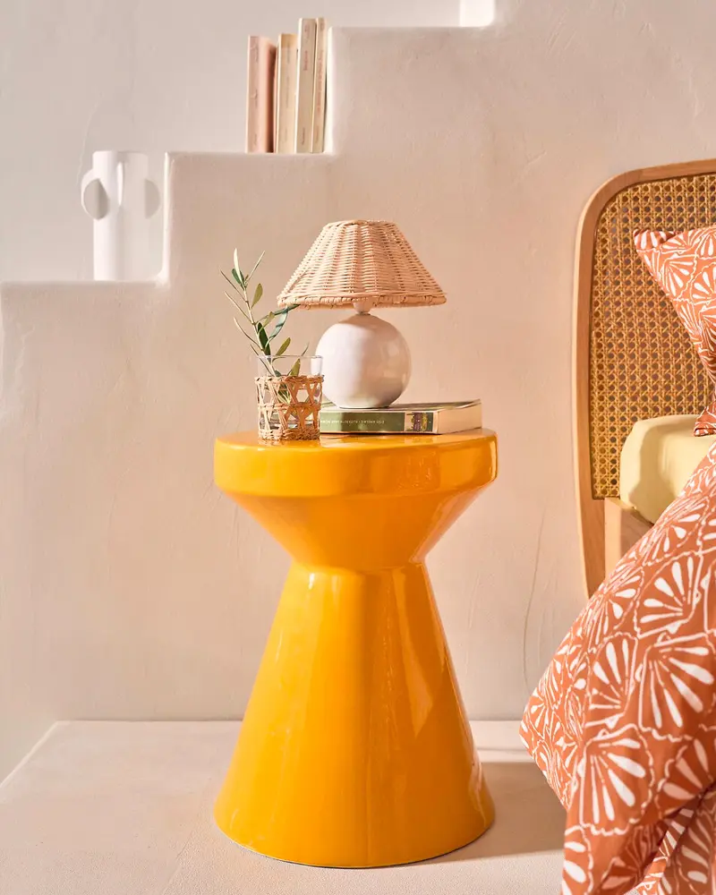 table appoint ceramique jaune