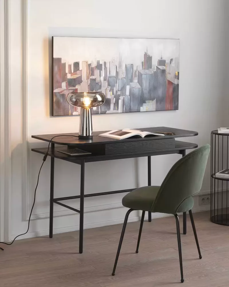 bureau noir bois tiroir