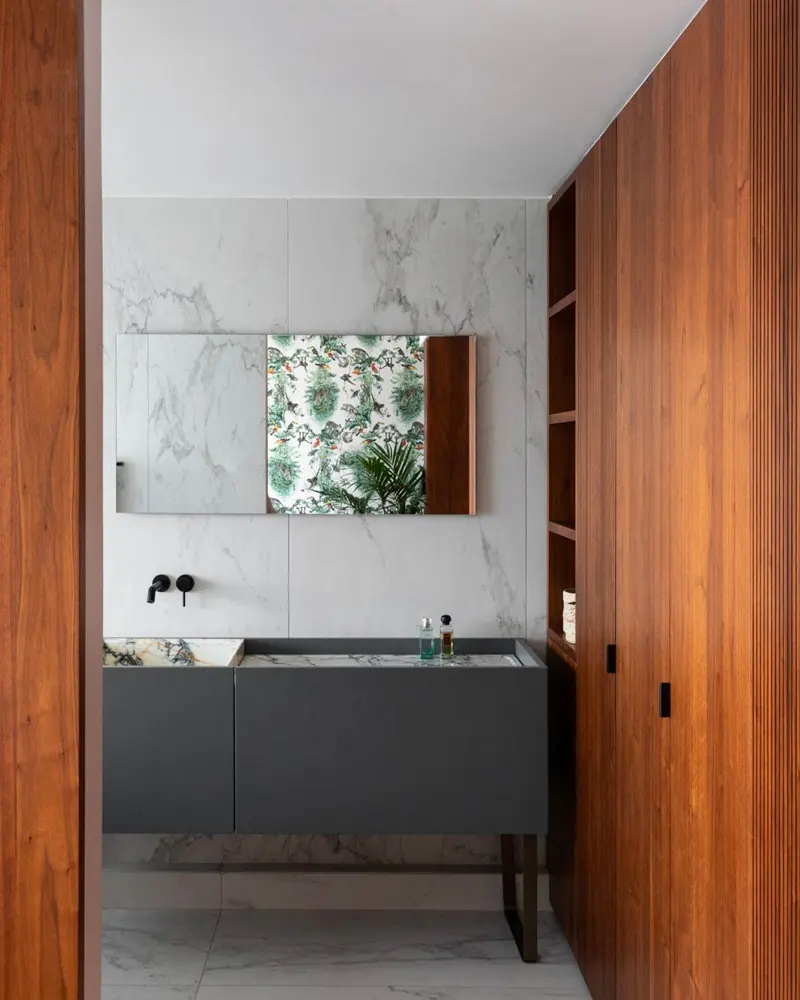 deco appartement moderne marbre bois salle de bain