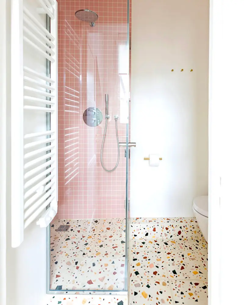 deco appartement nature vert rose salle de bain