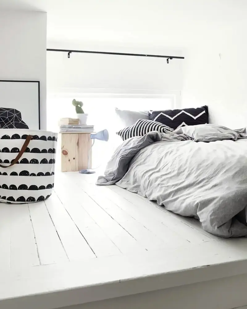 deco appartement scandinave nature noir blanc chambre