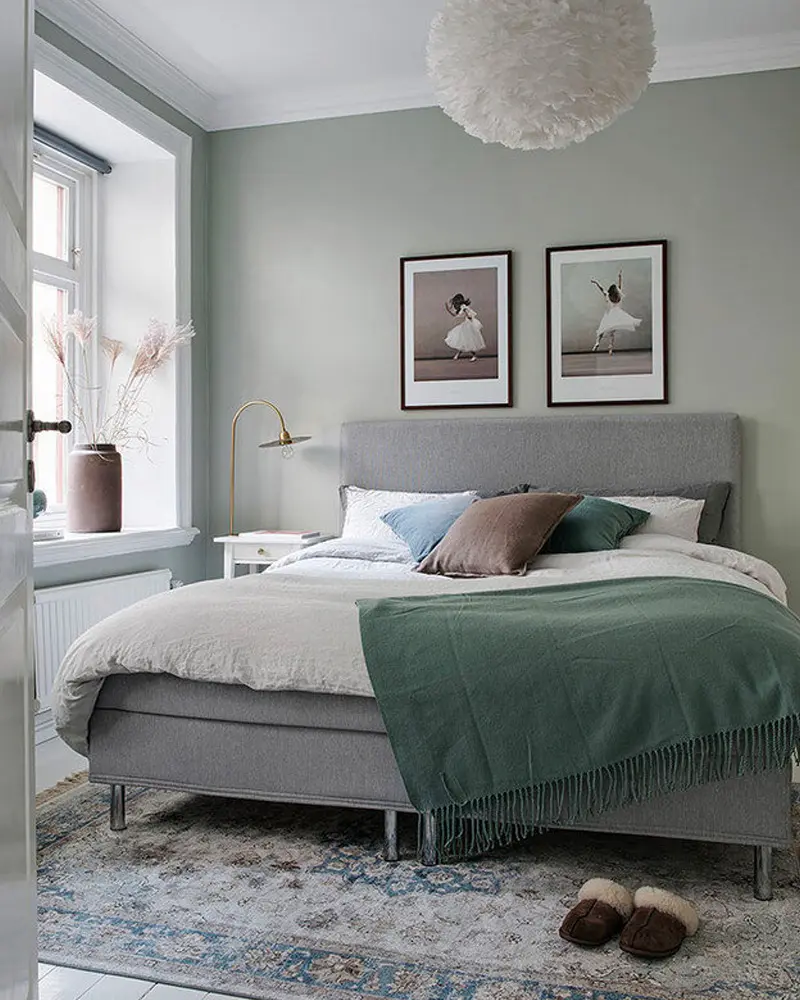 deco chambre scandinave vert