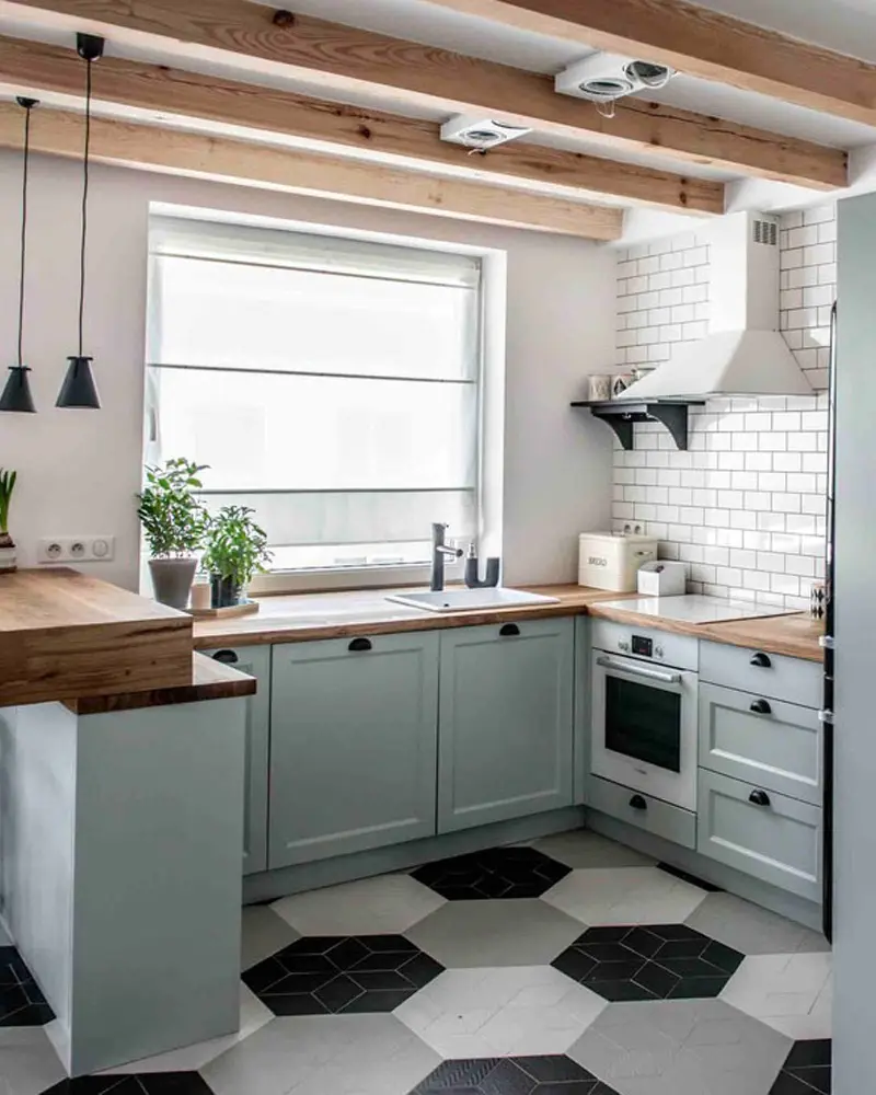 deco loft industriel chic rose cuisine