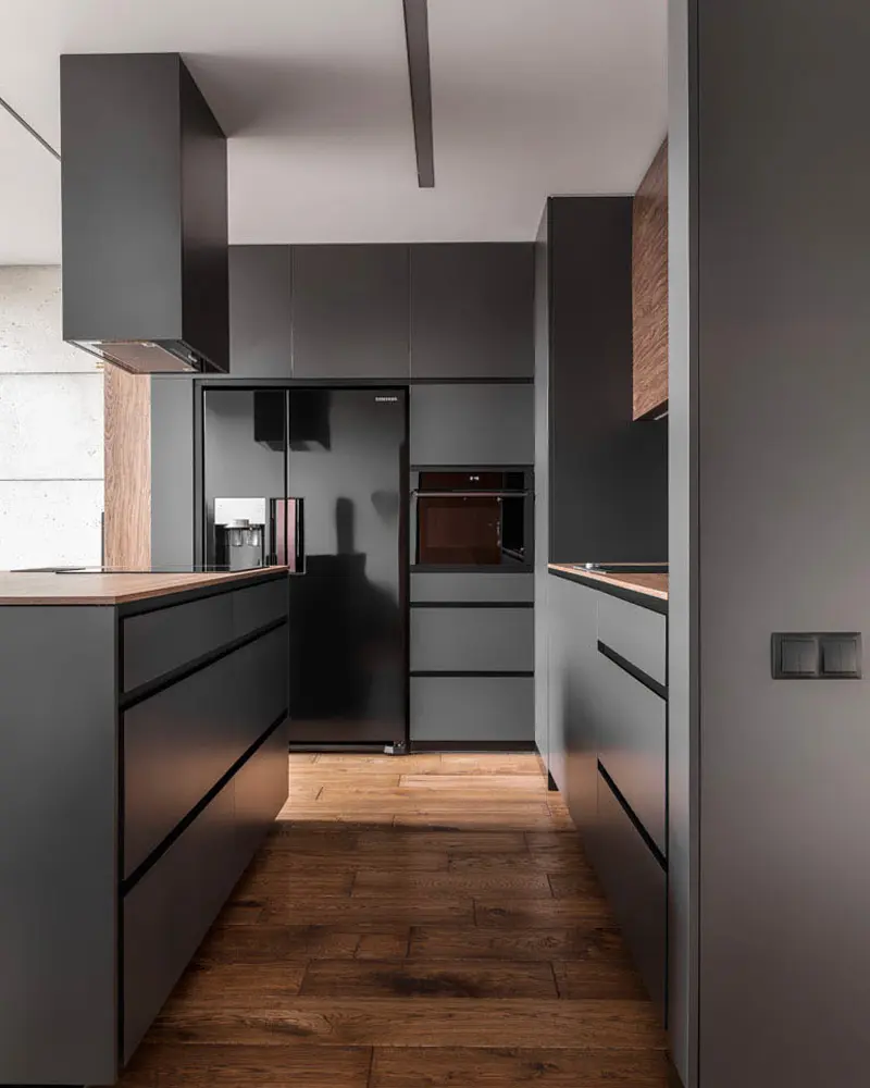 deco loft moderne noir cuisine