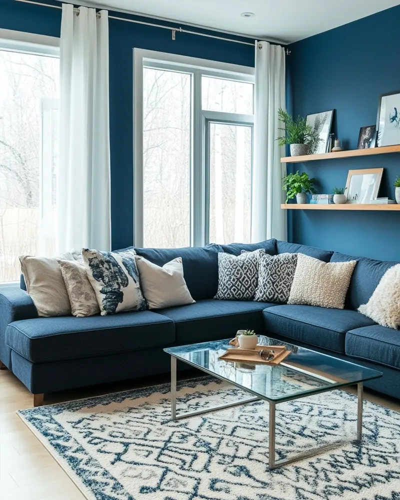 deco salon bleu chic