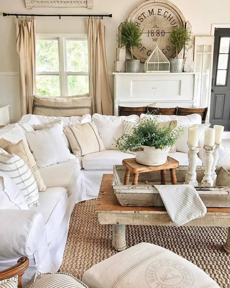 deco salon campagne blanc