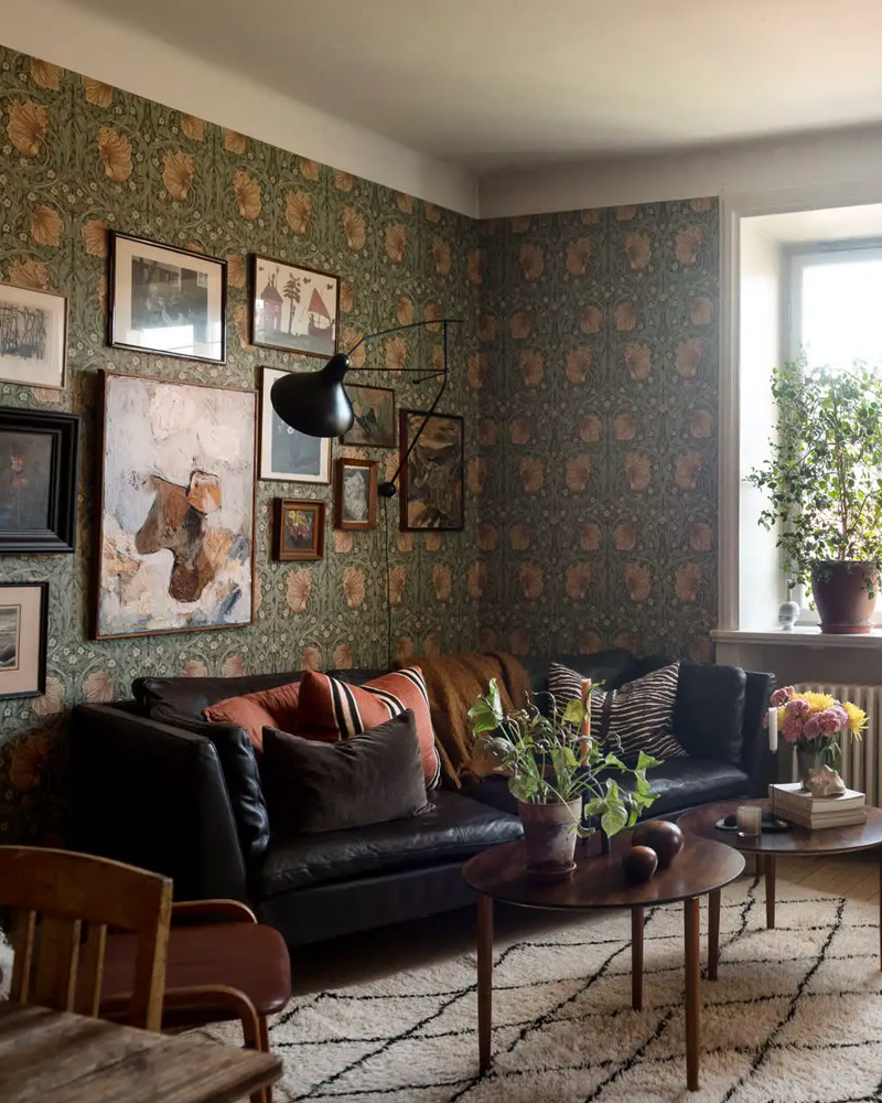 deco salon cottage vintage vert noir