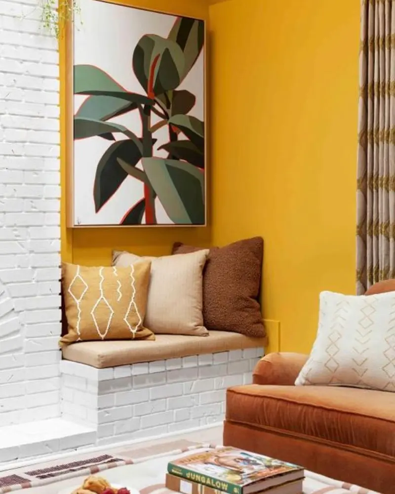 deco salon jaune brique