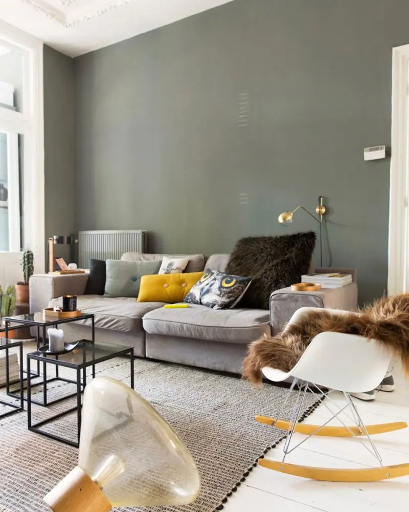 deco salon mur vert