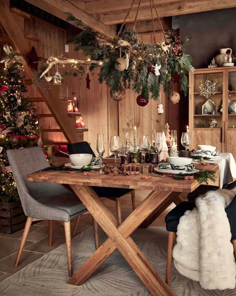 deco table noel traditionnelle bois
