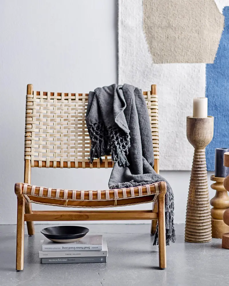 fauteuil rotin tresse bois