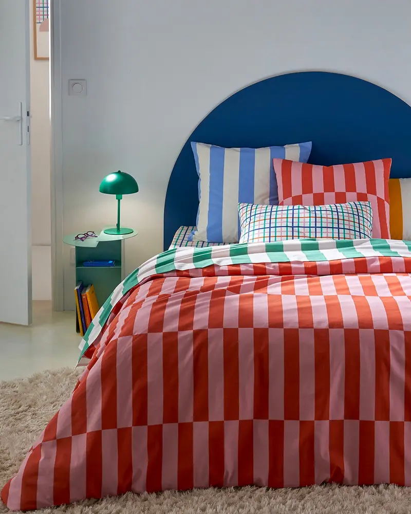 housse couette rose rouge