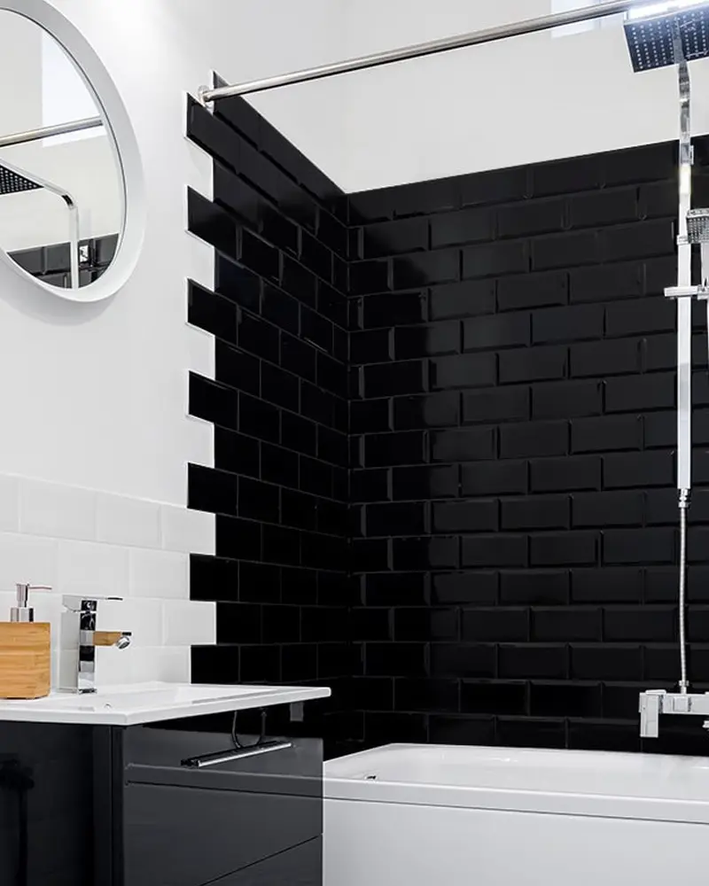 peinture carrelage salle de bain noir blanc