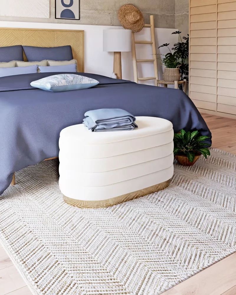 Pouf coffre de rangement en velours Maisons du Monde