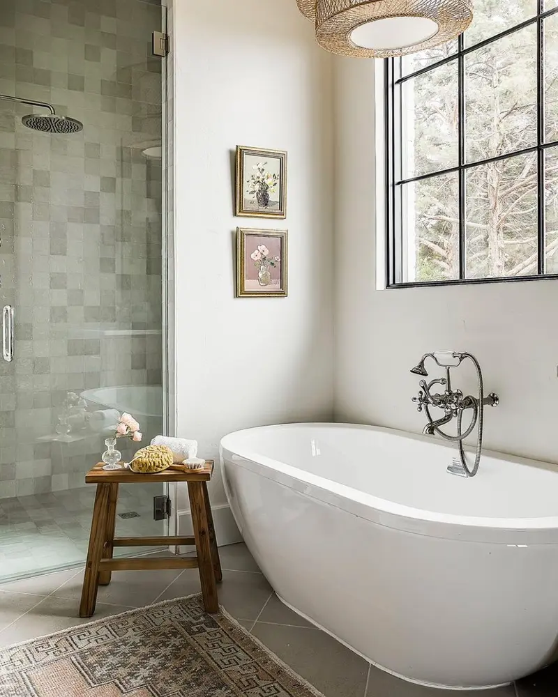 salle de bain cosy cocooning vert blanc