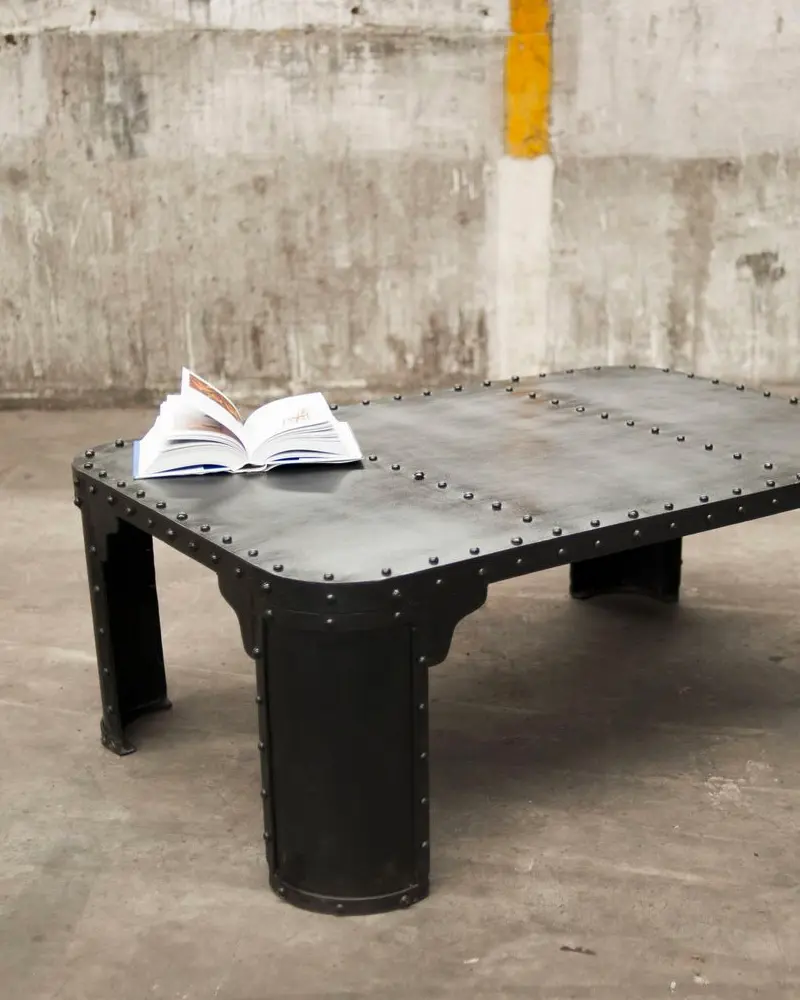table basse industrielle metal