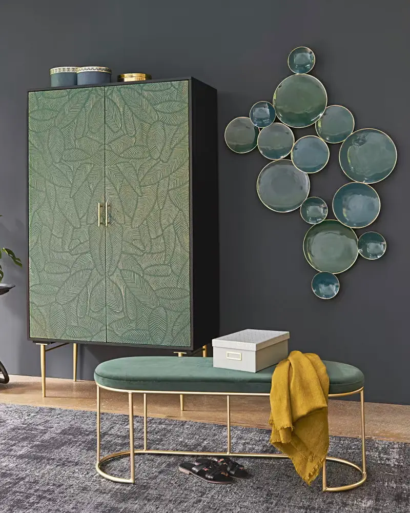 banc velours dore