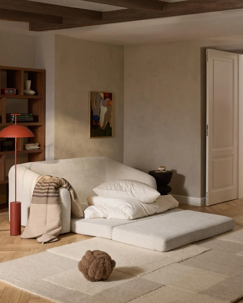 Canapé convertible en tissu bouclette Westwing