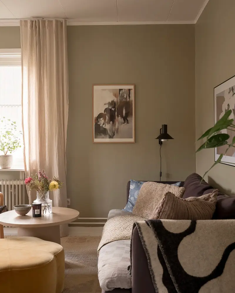 deco appartement naturel vert kaki salon