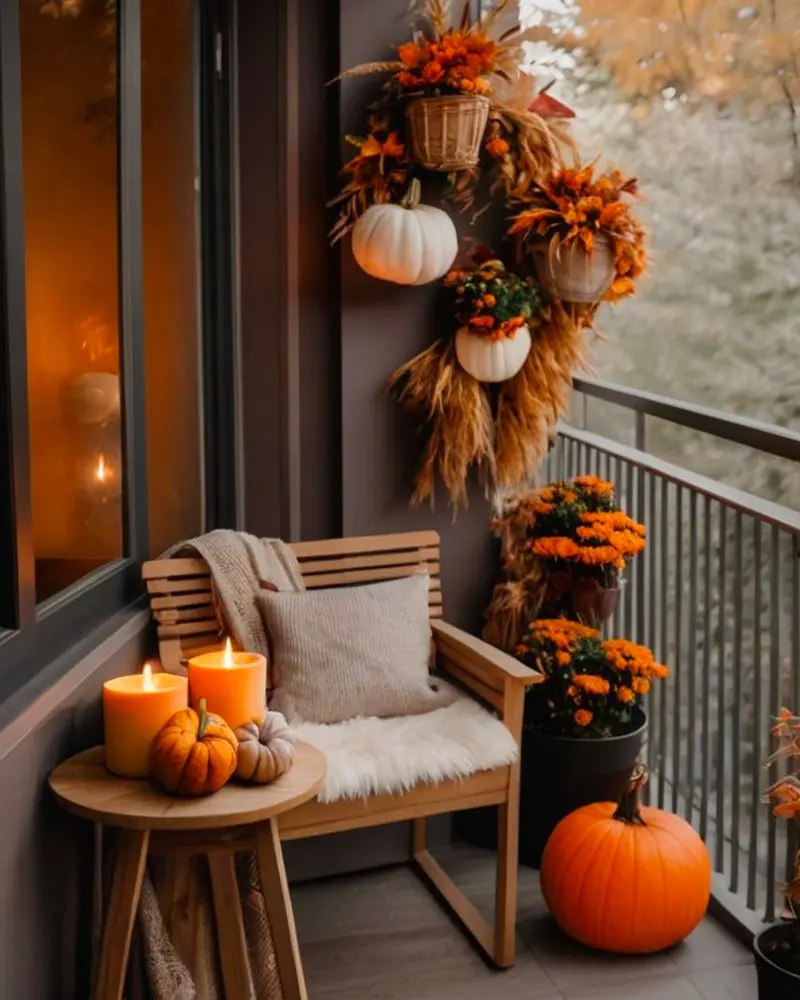 deco balcon automne bougies