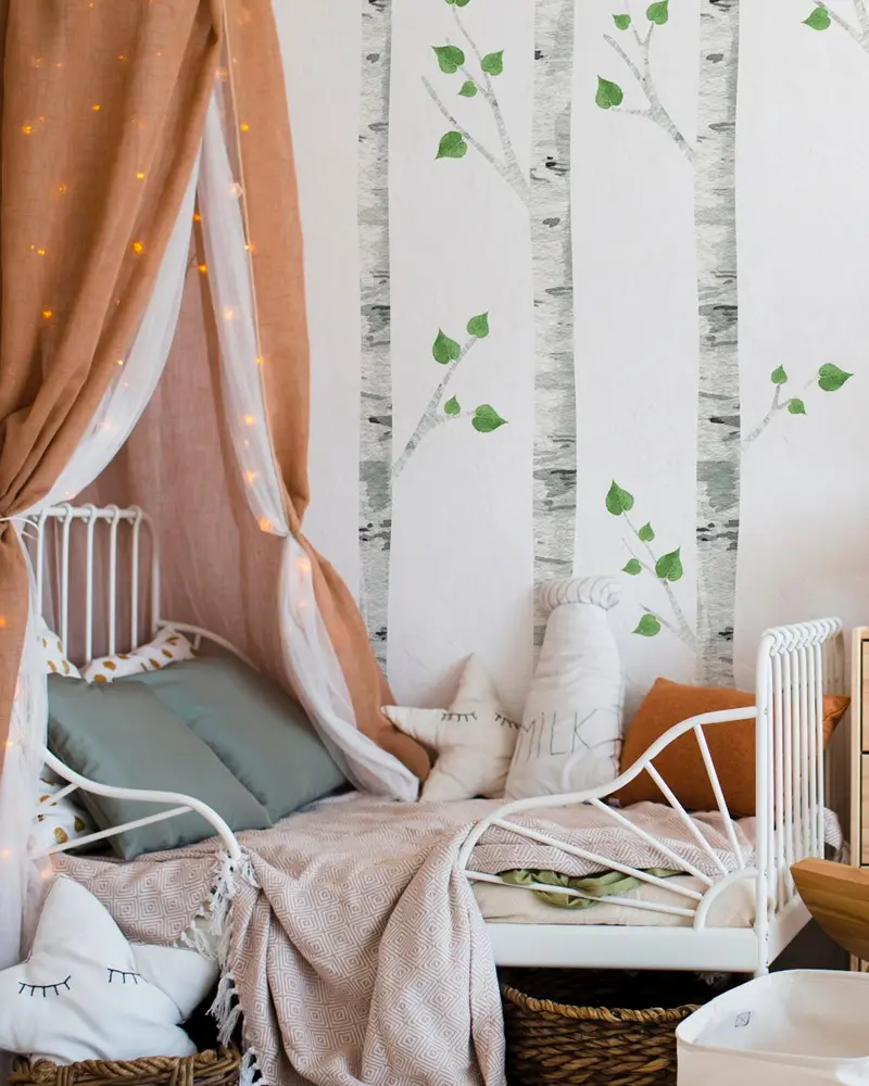 deco chambre enfant foret blanc