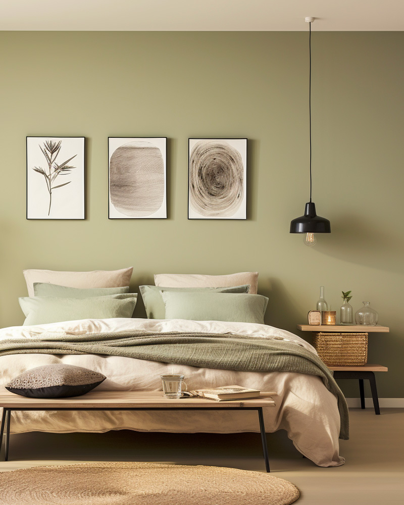 deco chambre moderne vert sauge