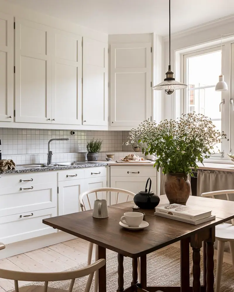 deco cuisine scandinave campagne blanc bois