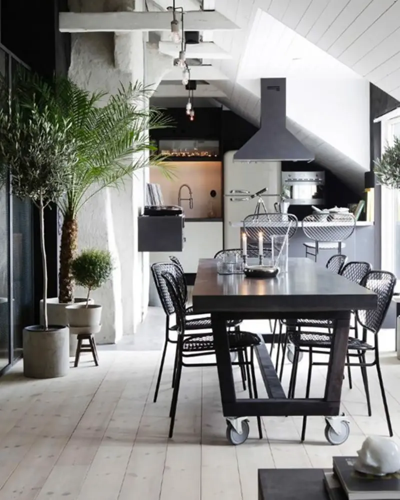 deco salle a manger industrielle moderne noire