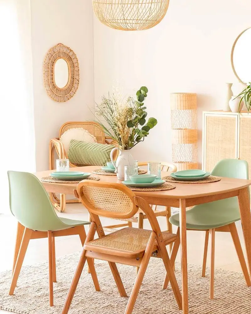 deco salle a manger nature vert bois