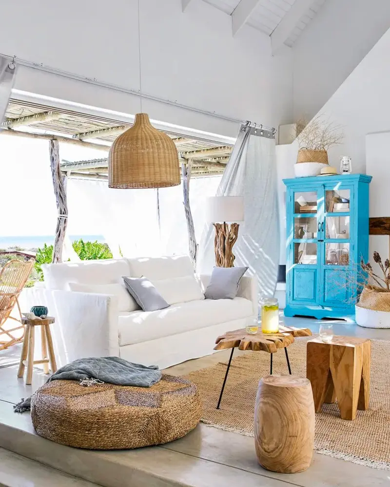 deco salon bord de mer bleu bois