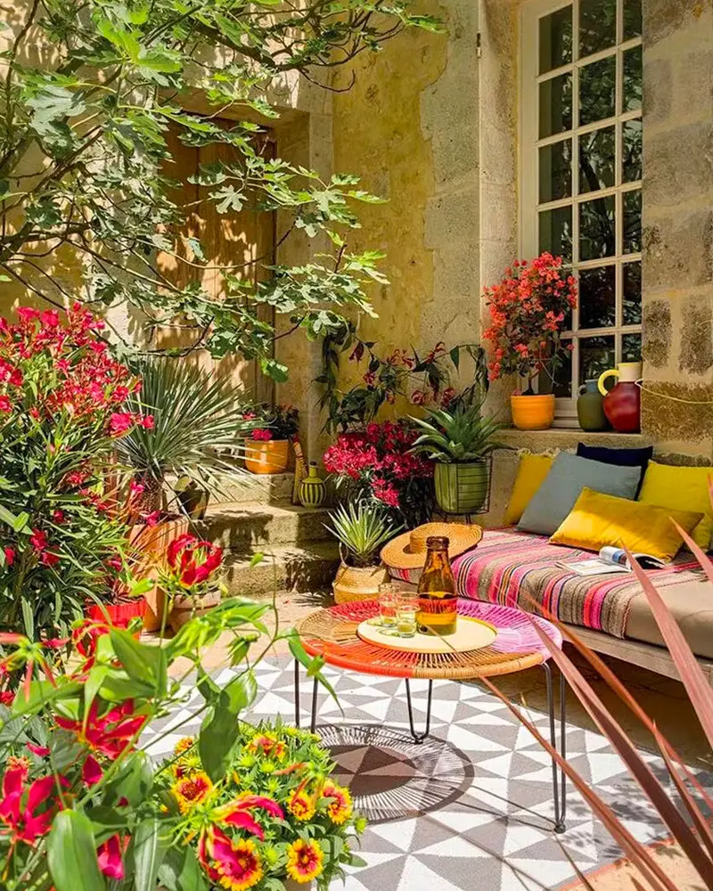deco terrasse boheme coloree