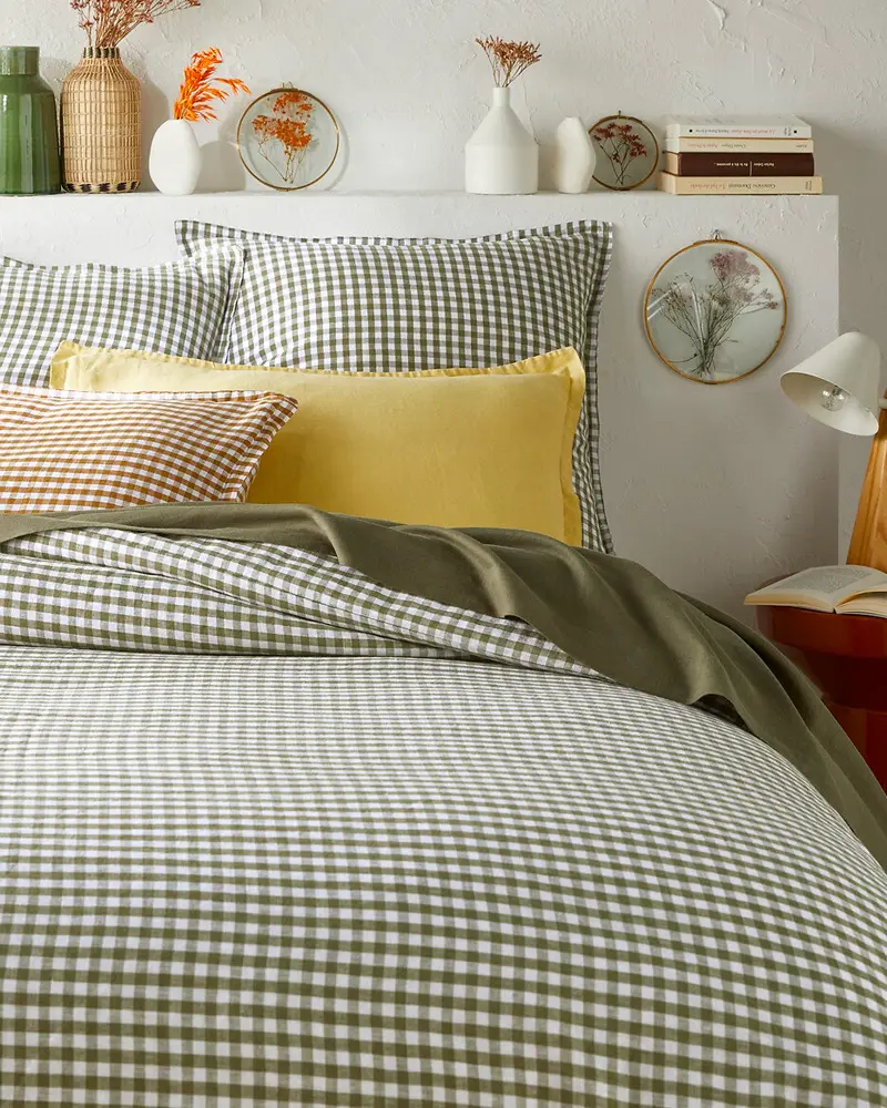 housse couette carreaux vichy vert