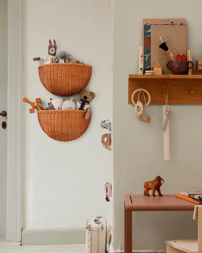 panier mural rotin