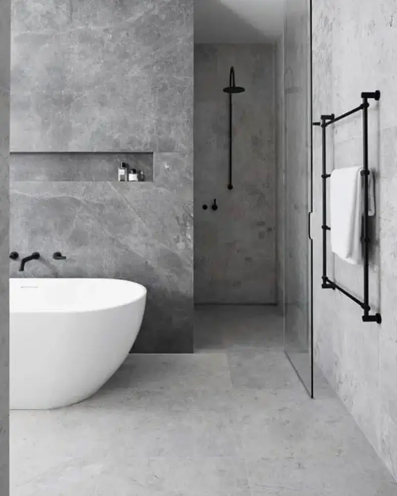 deco salle de bain minimaliste gris blanc