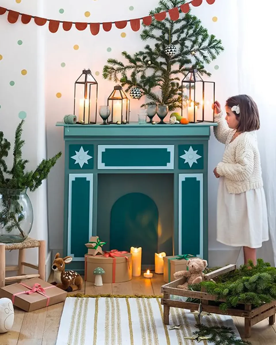 cheminee noel carton diy